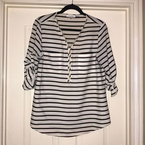 Calvin Klein Striped Blouse with zipper detail